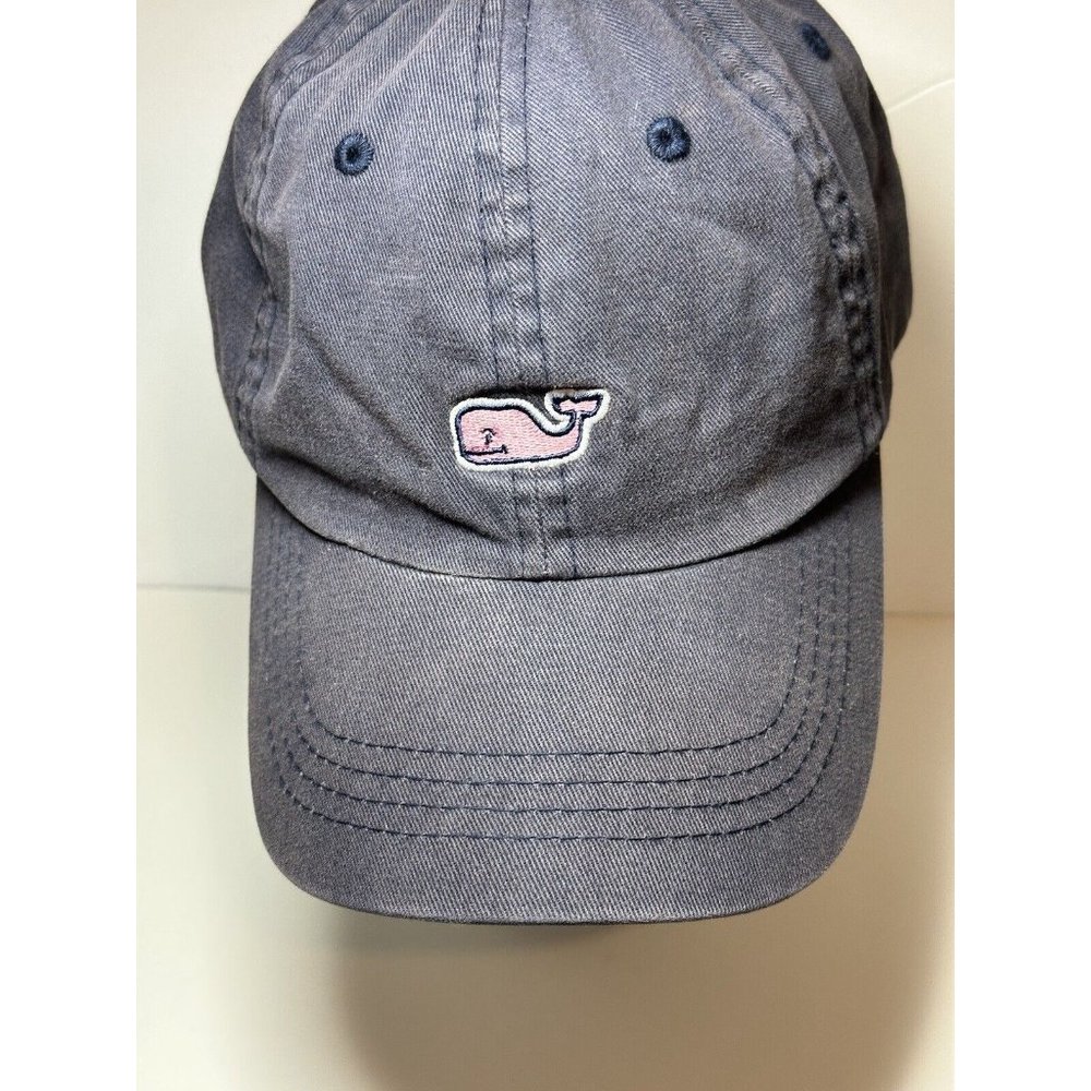 Vineyard Vines Pink Whale Logo Adjustable Strap Back Navy Blue Baseball Cap - Picture 5 of 11